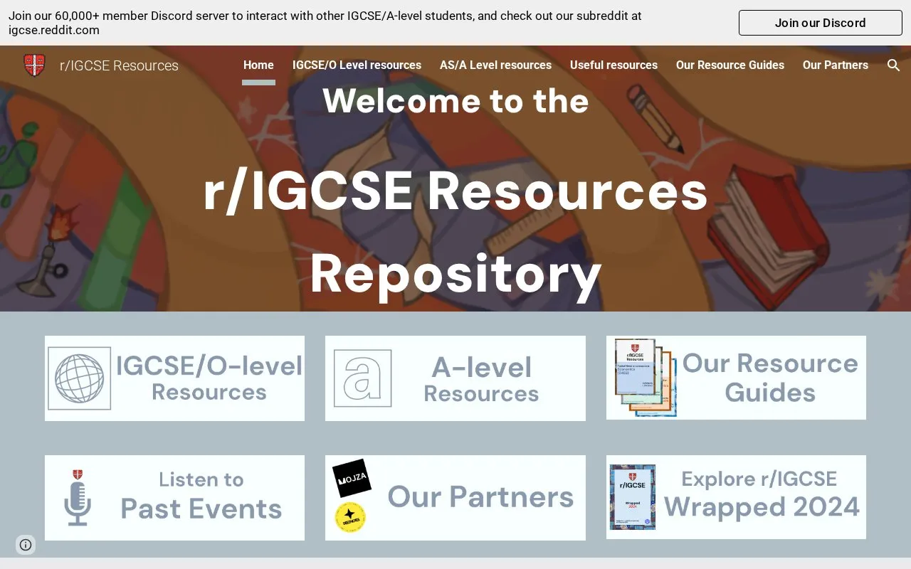 IGCSEResources homepage screenshot