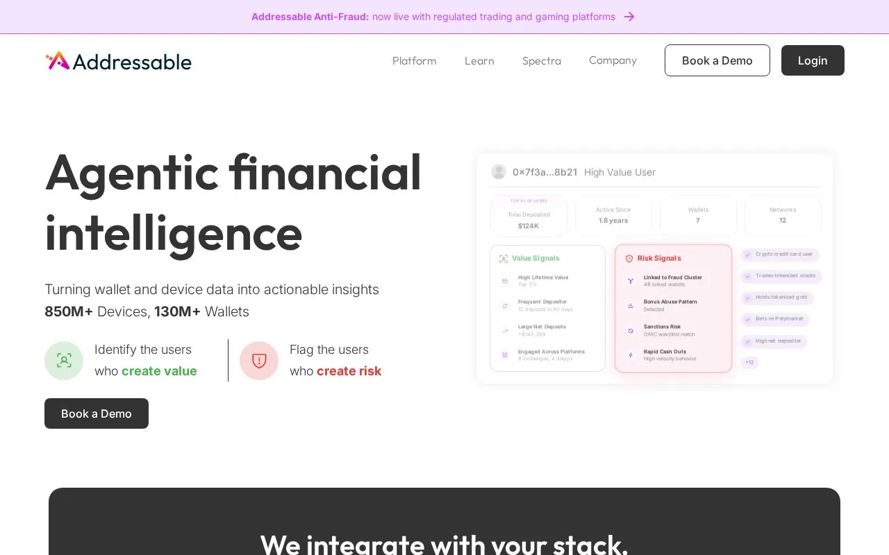 Addressable homepage screenshot
