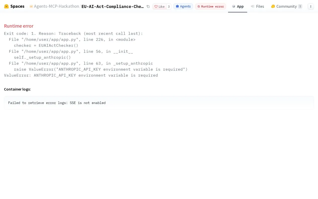 EU AI Act Compliance Checker homepage screenshot
