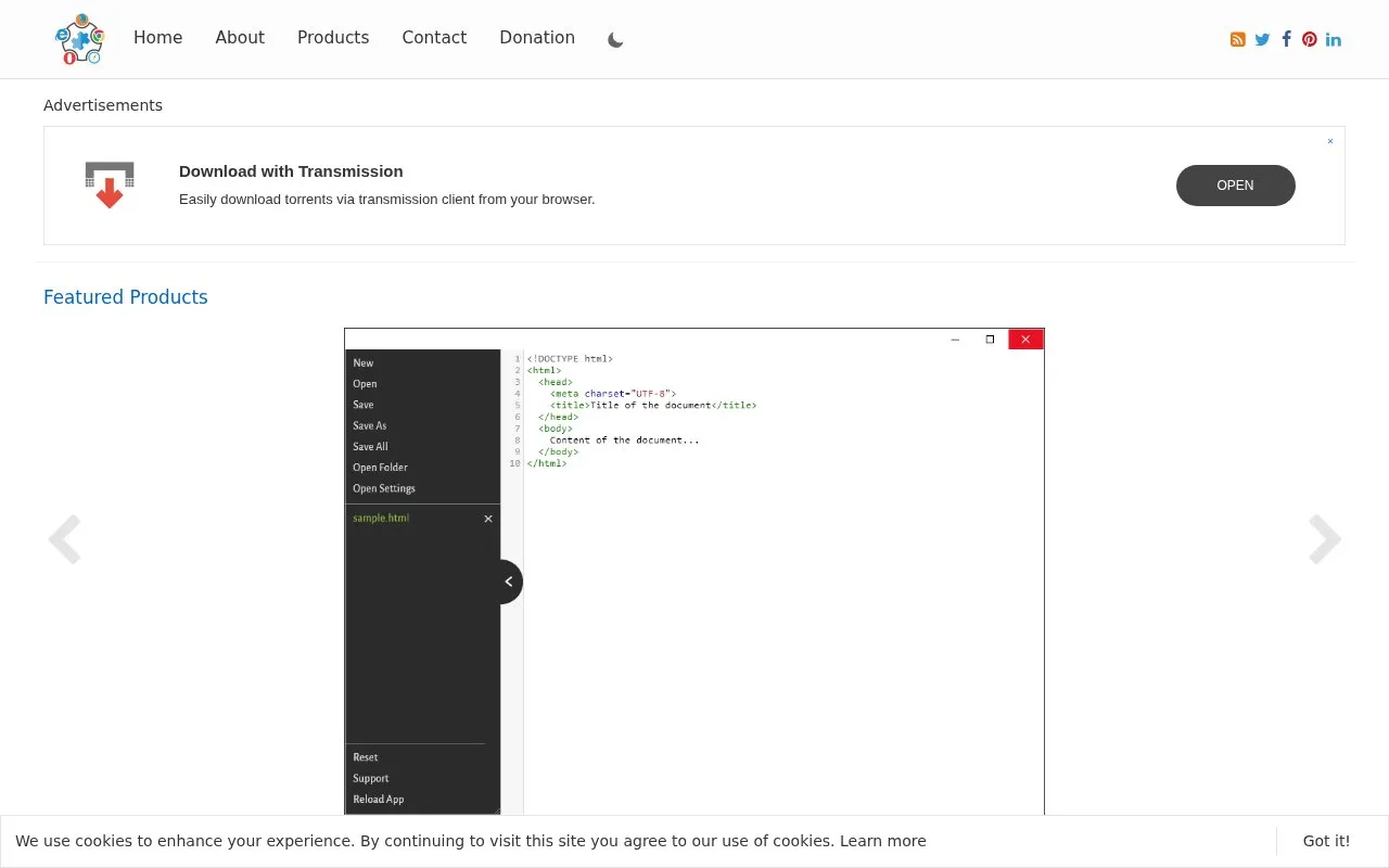 MyBrowserAddon homepage screenshot