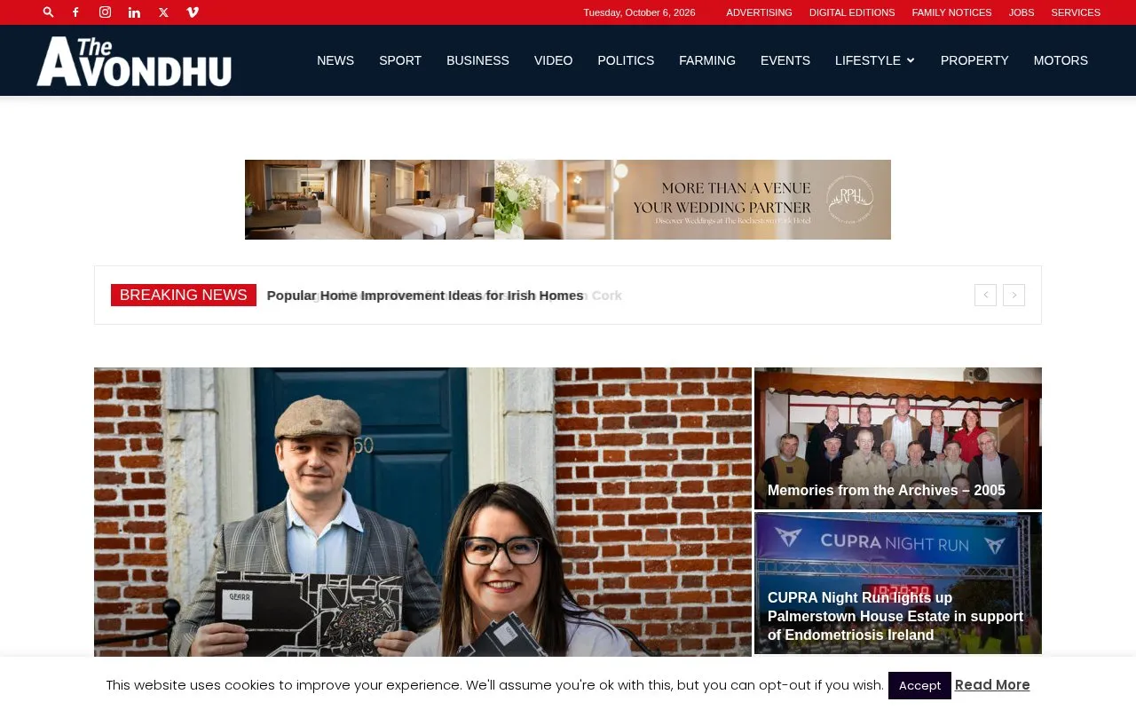 The Avondhu homepage screenshot