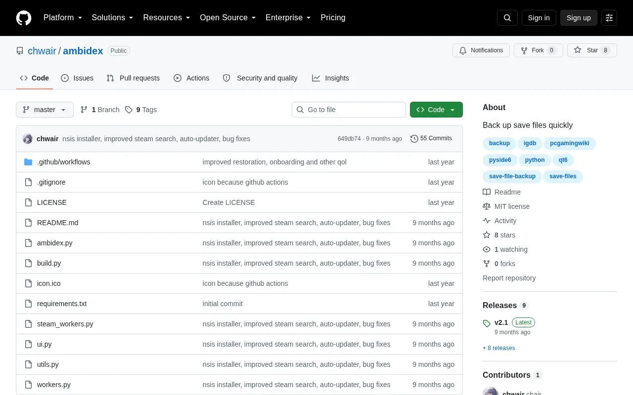 Ambidex homepage screenshot