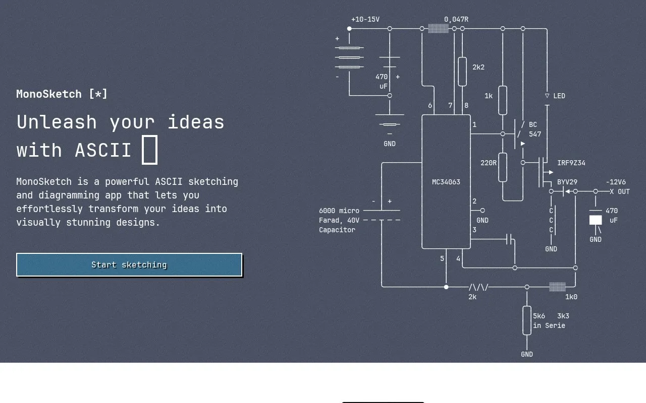 Monosketch homepage screenshot