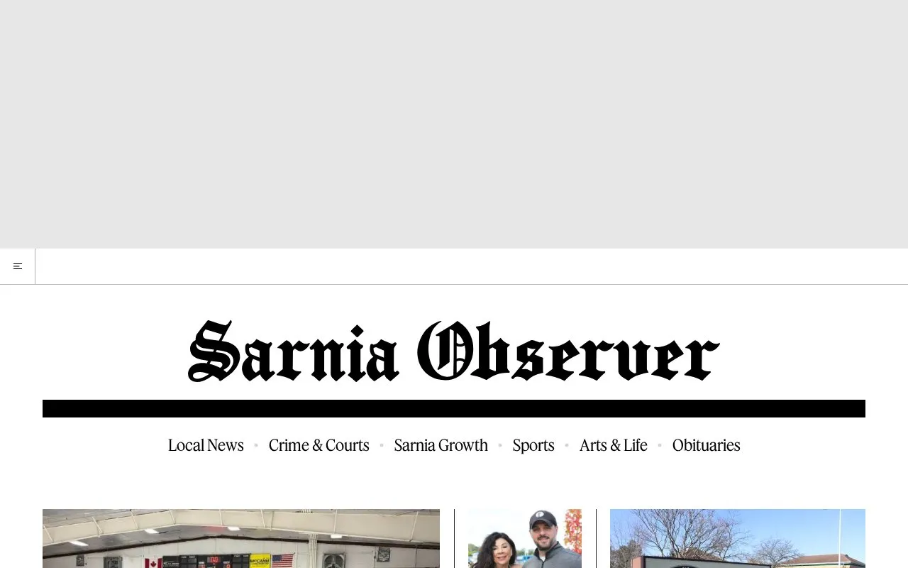 Sarnia Observer homepage screenshot