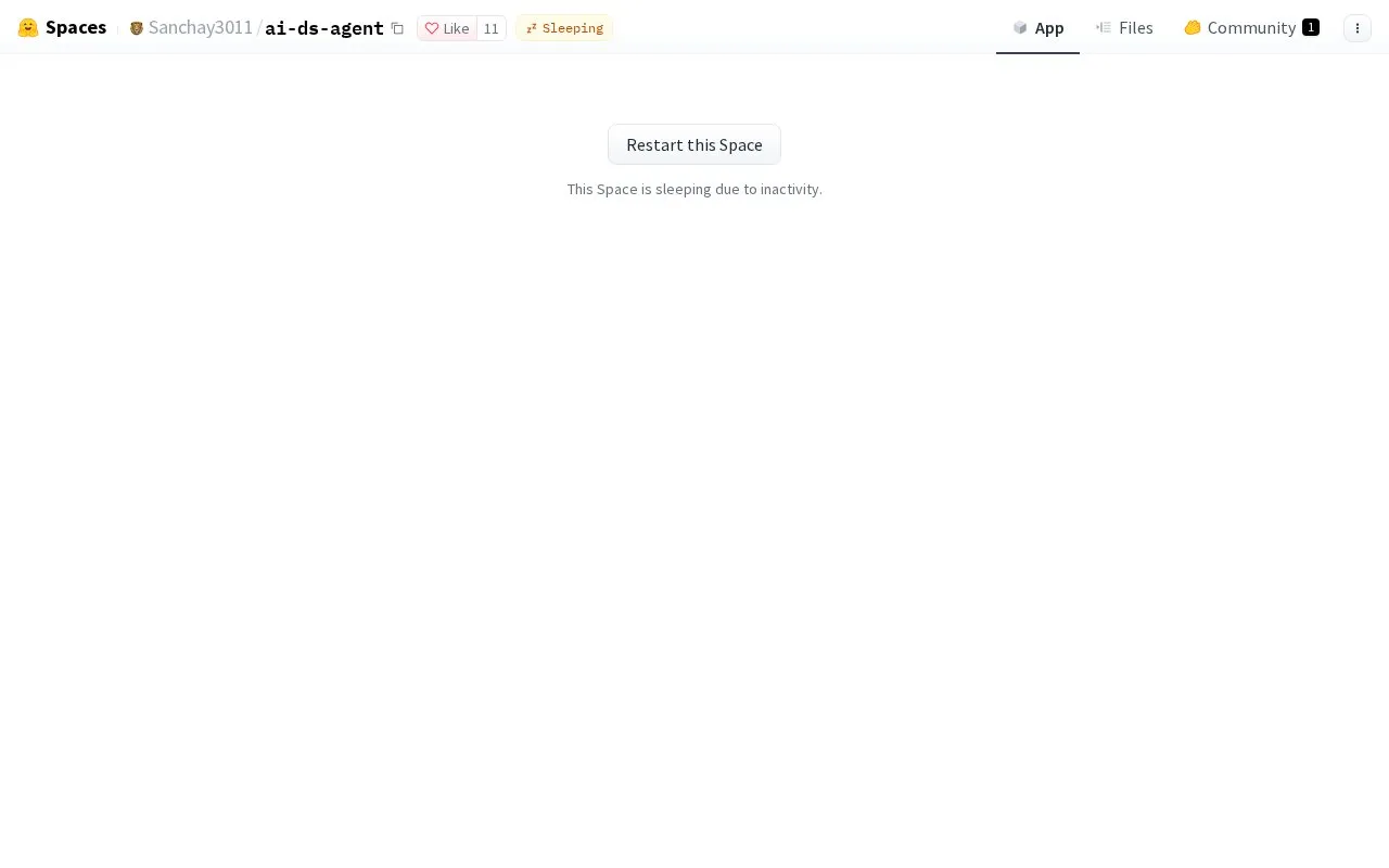 AI Data Scientist Agent homepage screenshot