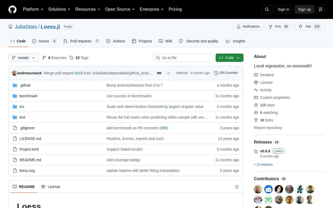 Local Regression homepage screenshot
