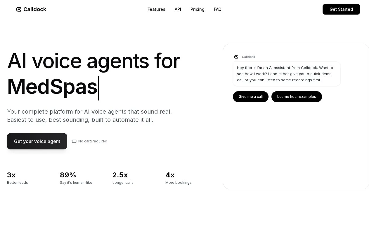 Calldock homepage screenshot