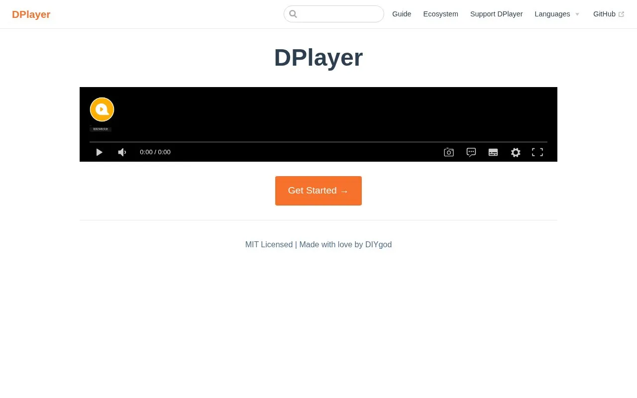 DPlayer homepage screenshot