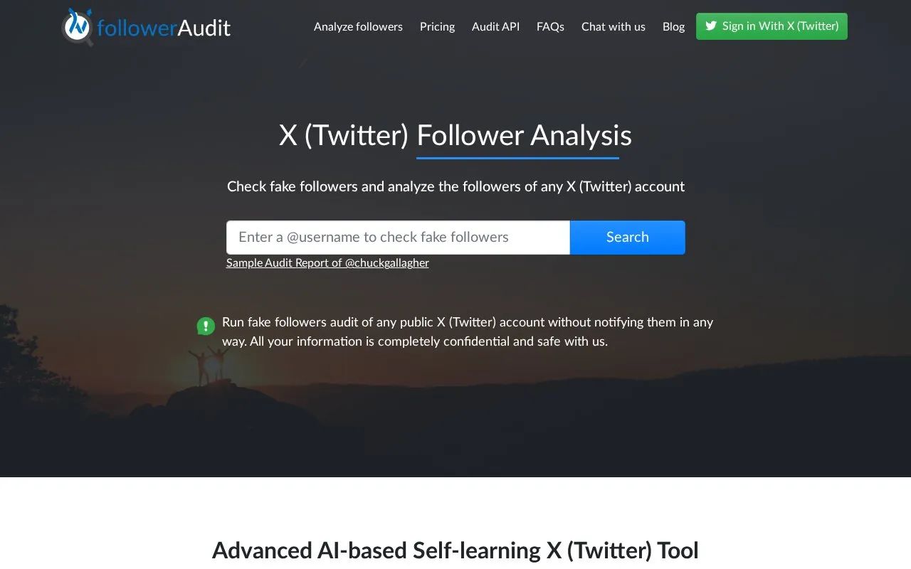FollowerAudit homepage screenshot
