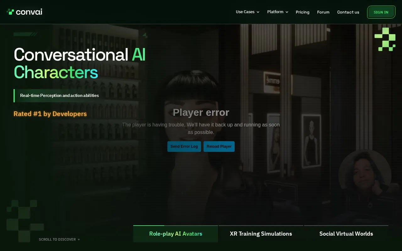 Convai homepage screenshot