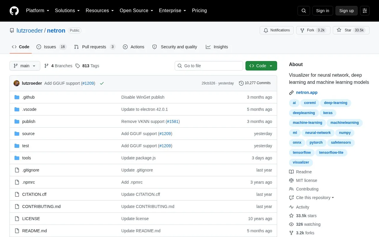 Netron homepage screenshot