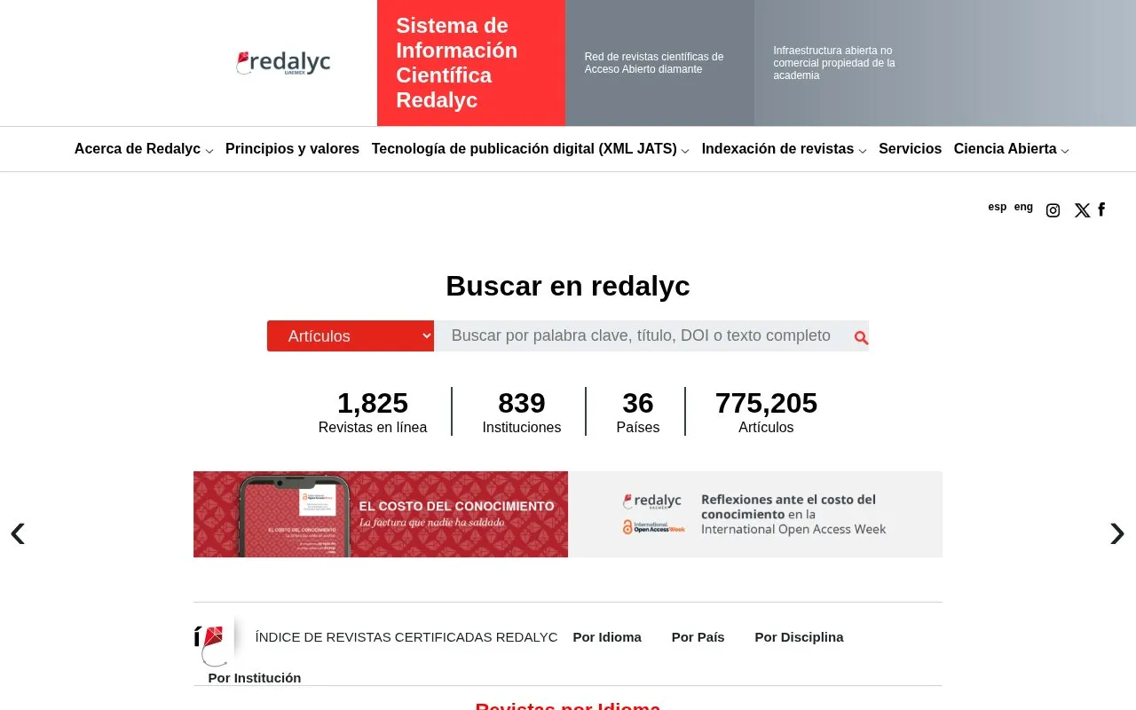 Redalyc homepage screenshot