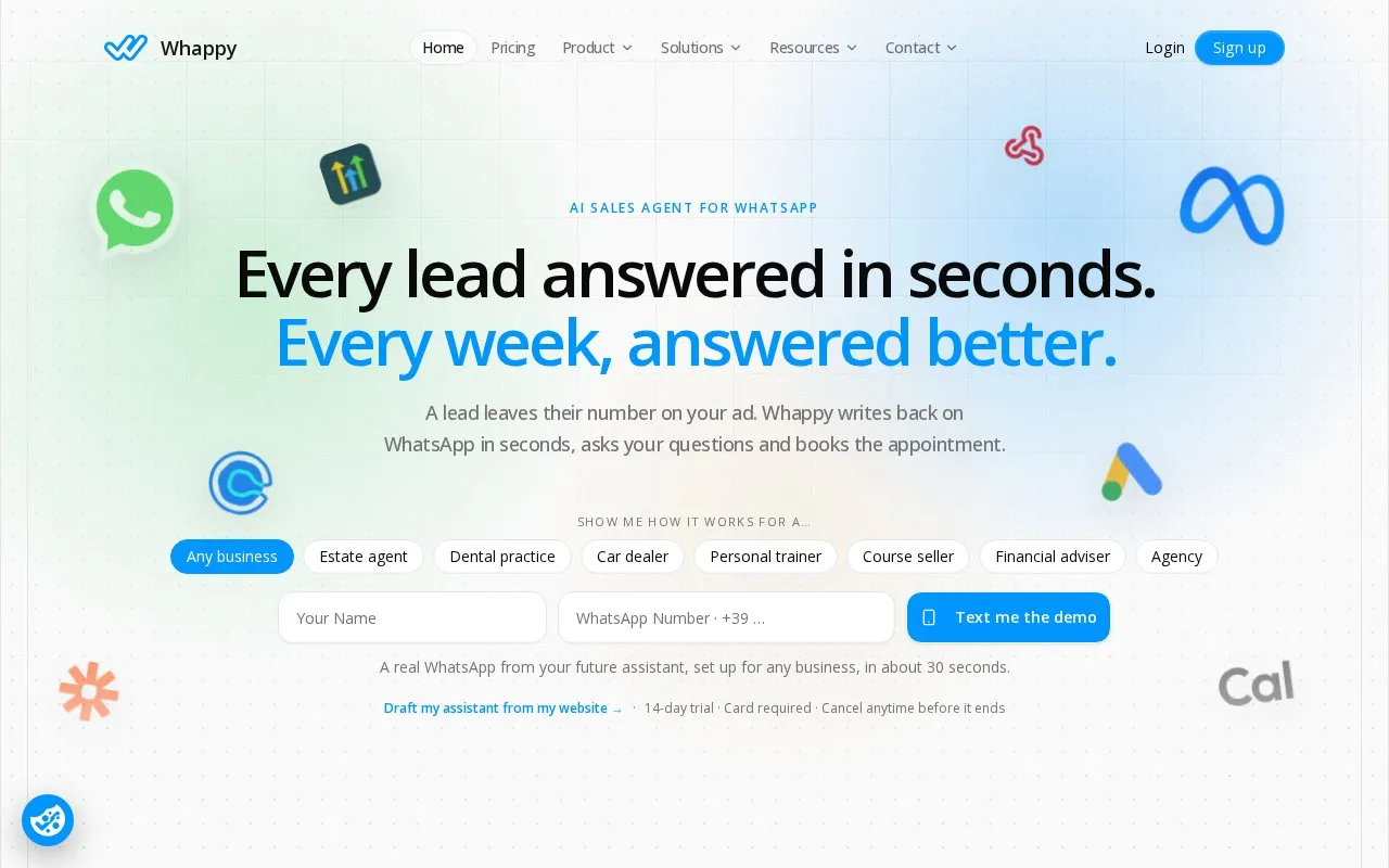 Whappy homepage screenshot