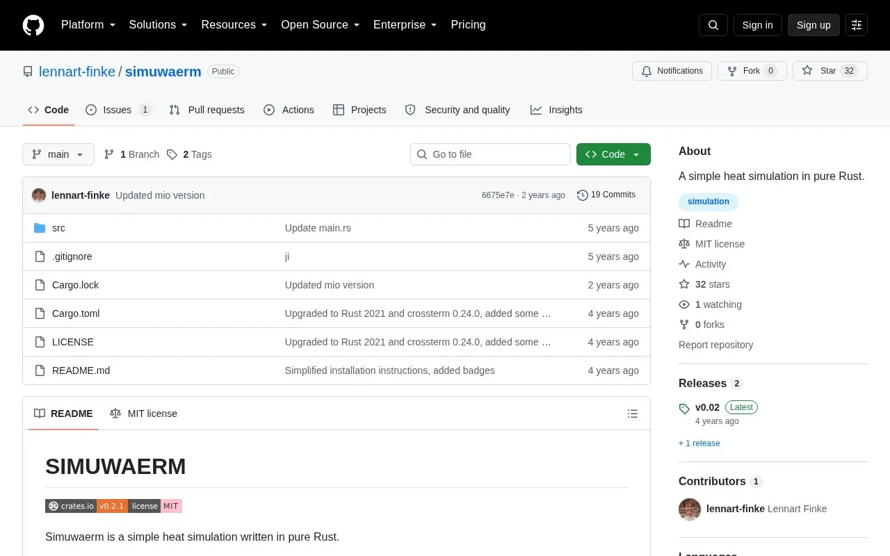 Simuwaerm homepage screenshot