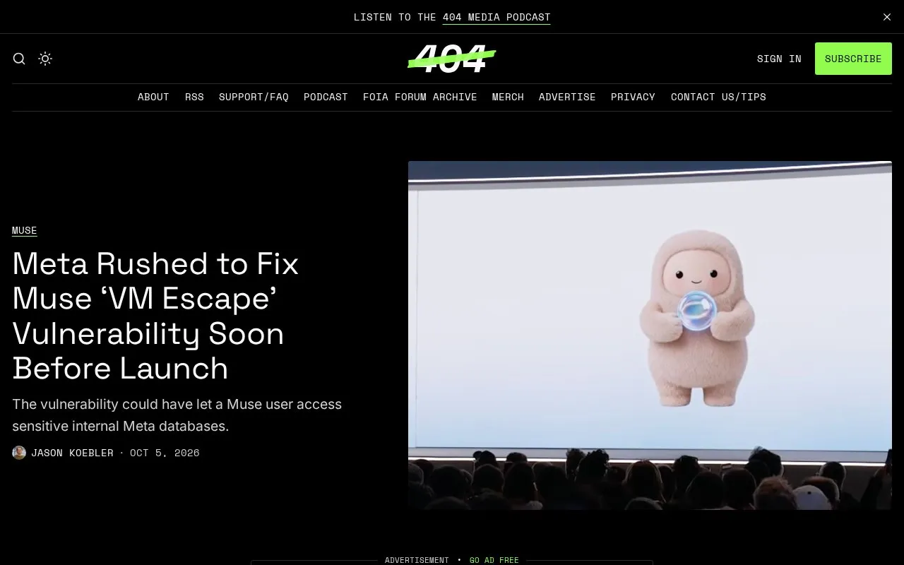 404 Media homepage screenshot