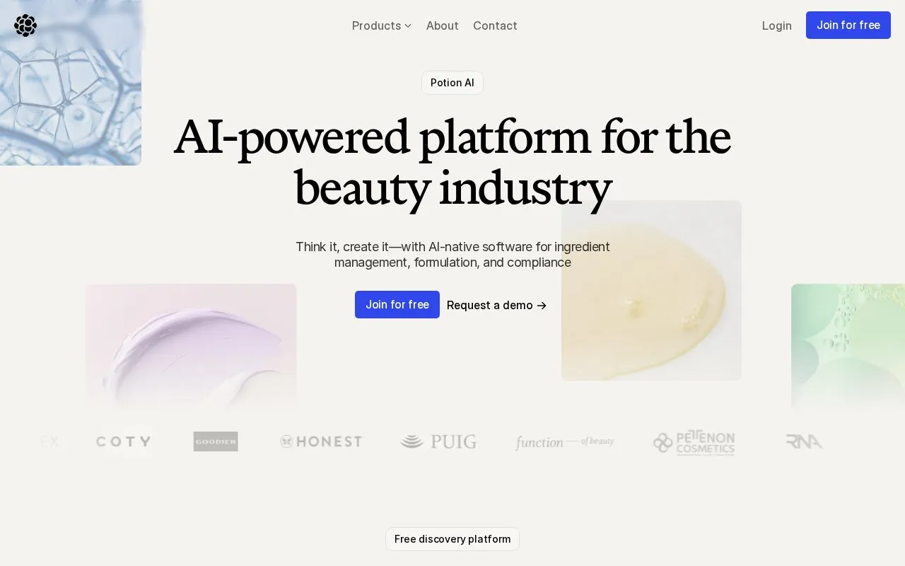 Potion AI homepage screenshot