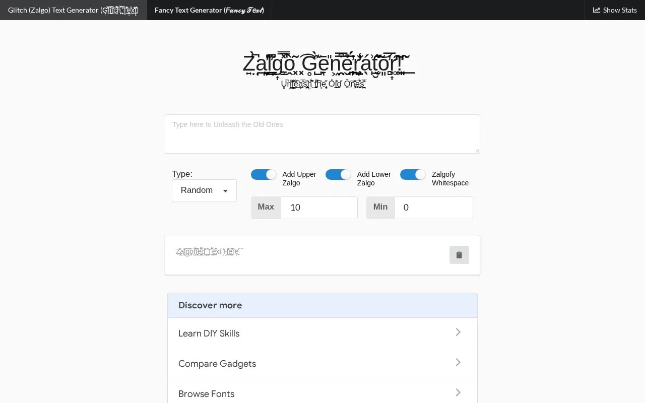 Glitch homepage screenshot