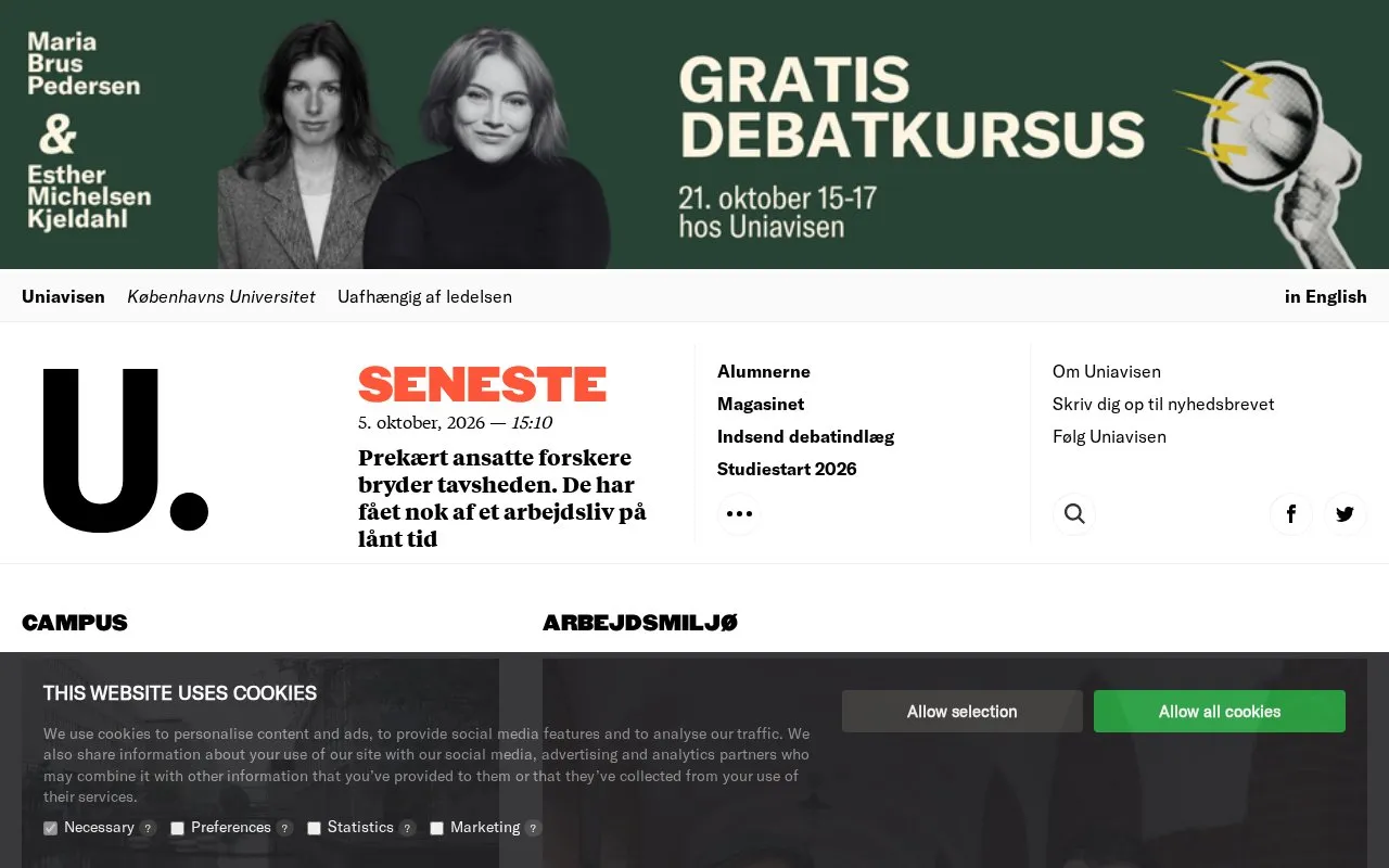 Uniavisen homepage screenshot