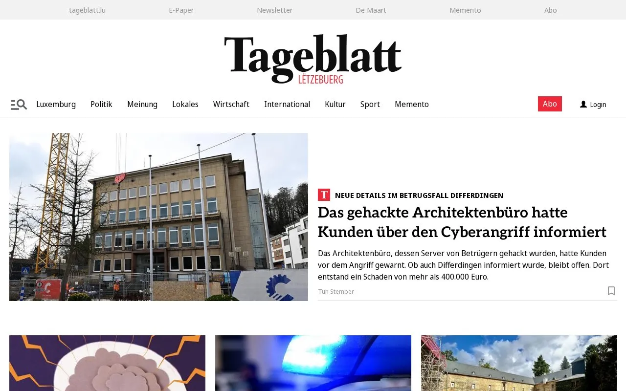 Tageblatt homepage screenshot