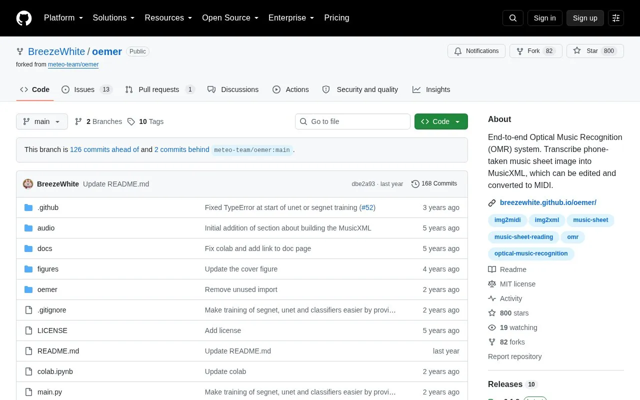 Oemer homepage screenshot
