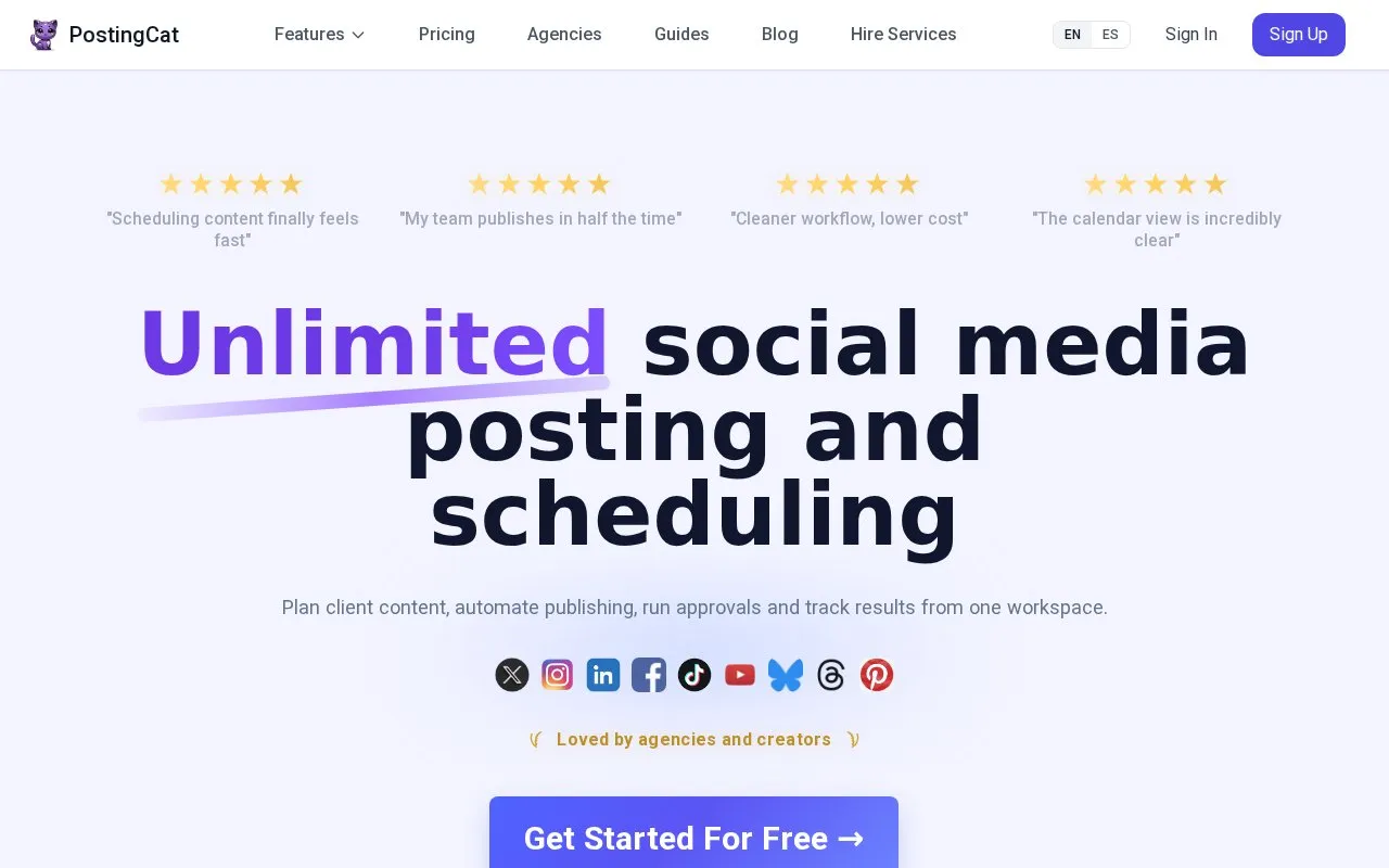 PostingCat homepage screenshot