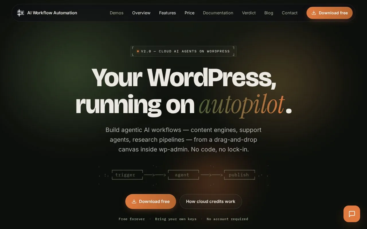 AI Workflow Automation homepage screenshot