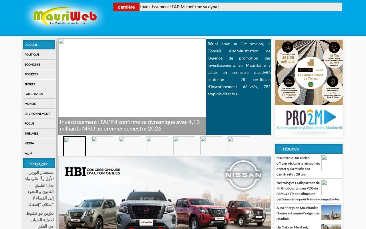 MauriWeb homepage screenshot