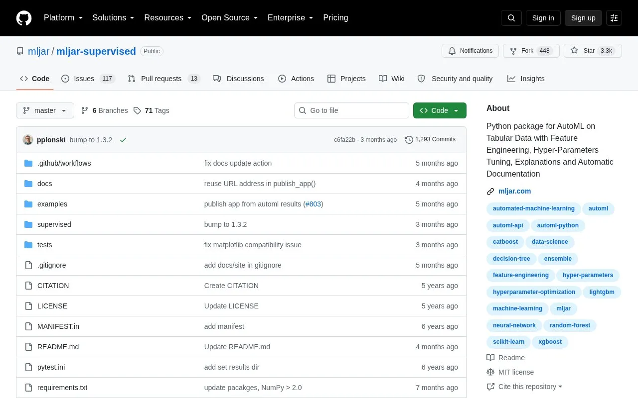 mljar-supervised homepage screenshot