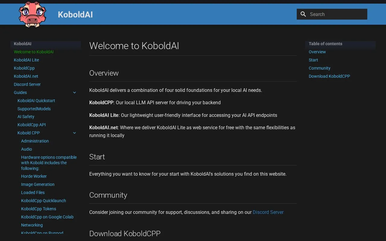 KoboldAI homepage screenshot