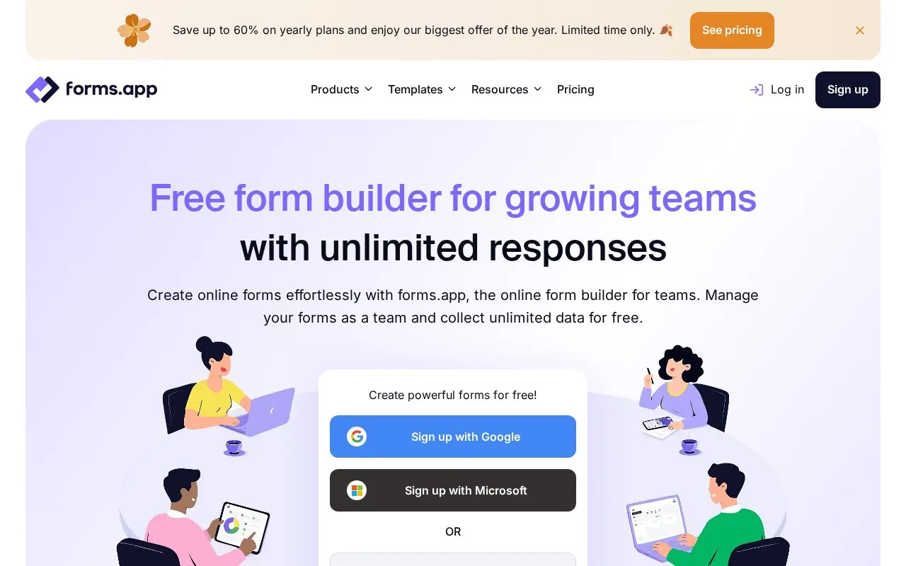 forms.app homepage screenshot