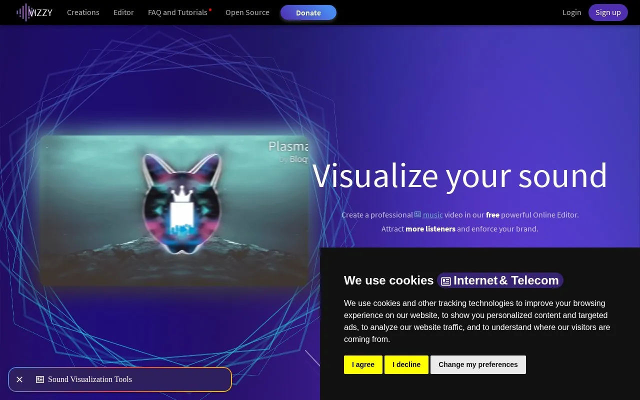 Vizzy homepage screenshot