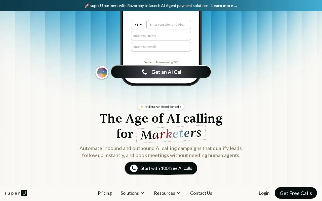 superU homepage screenshot