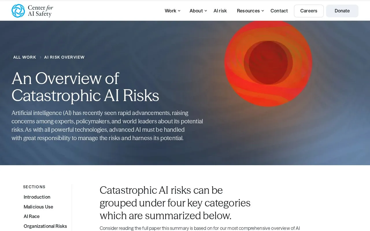 AI Risks that Could Lead to Catastrophe CAIS homepage screenshot