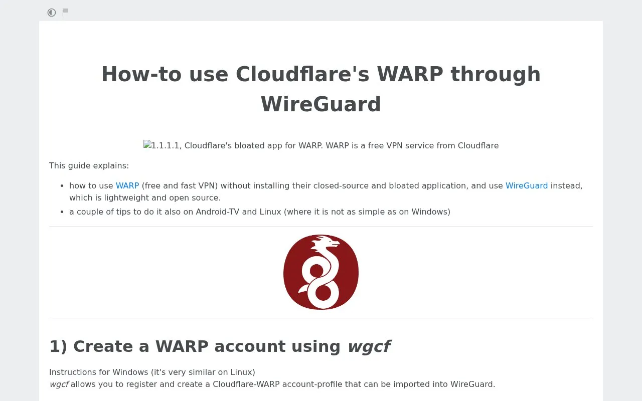 Wireguard homepage screenshot