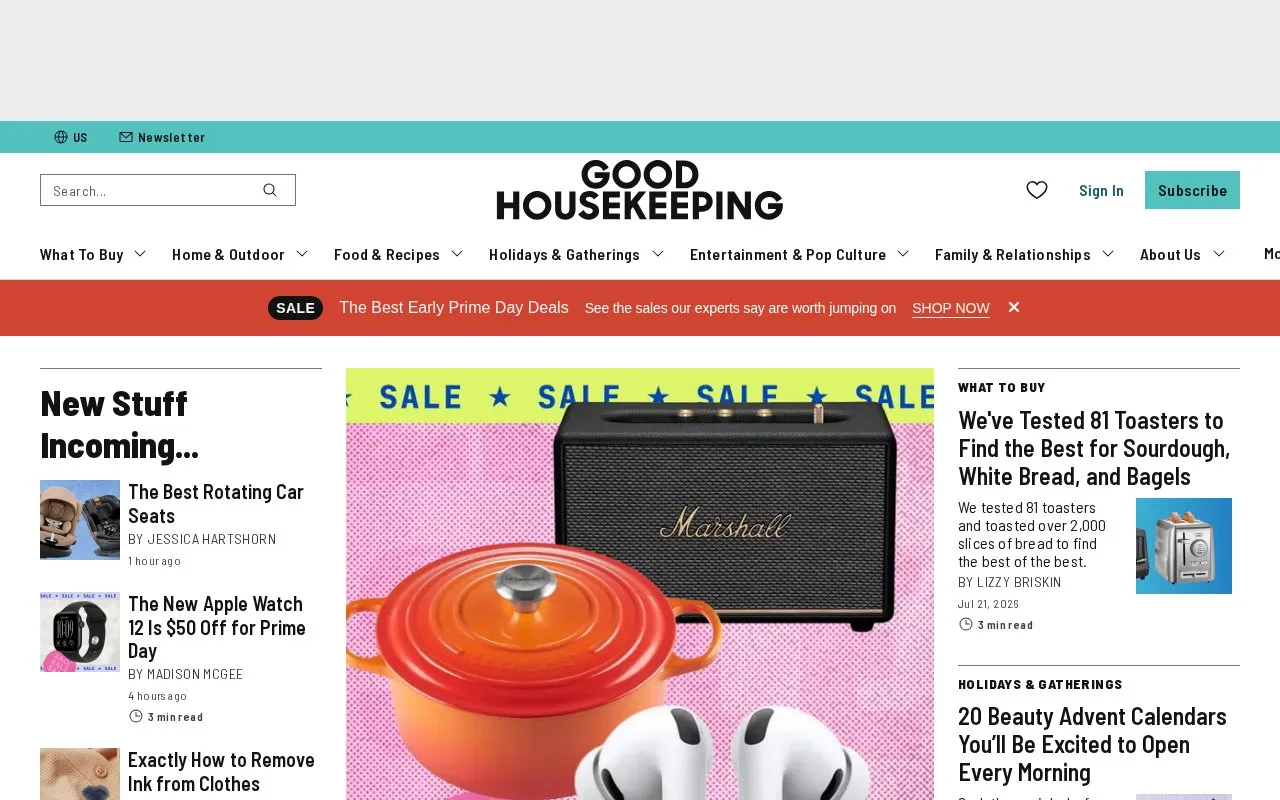 Good Housekeeping homepage screenshot