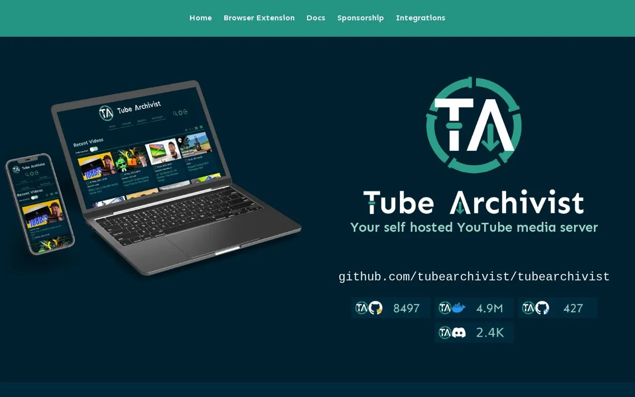 Tube Archivist homepage screenshot