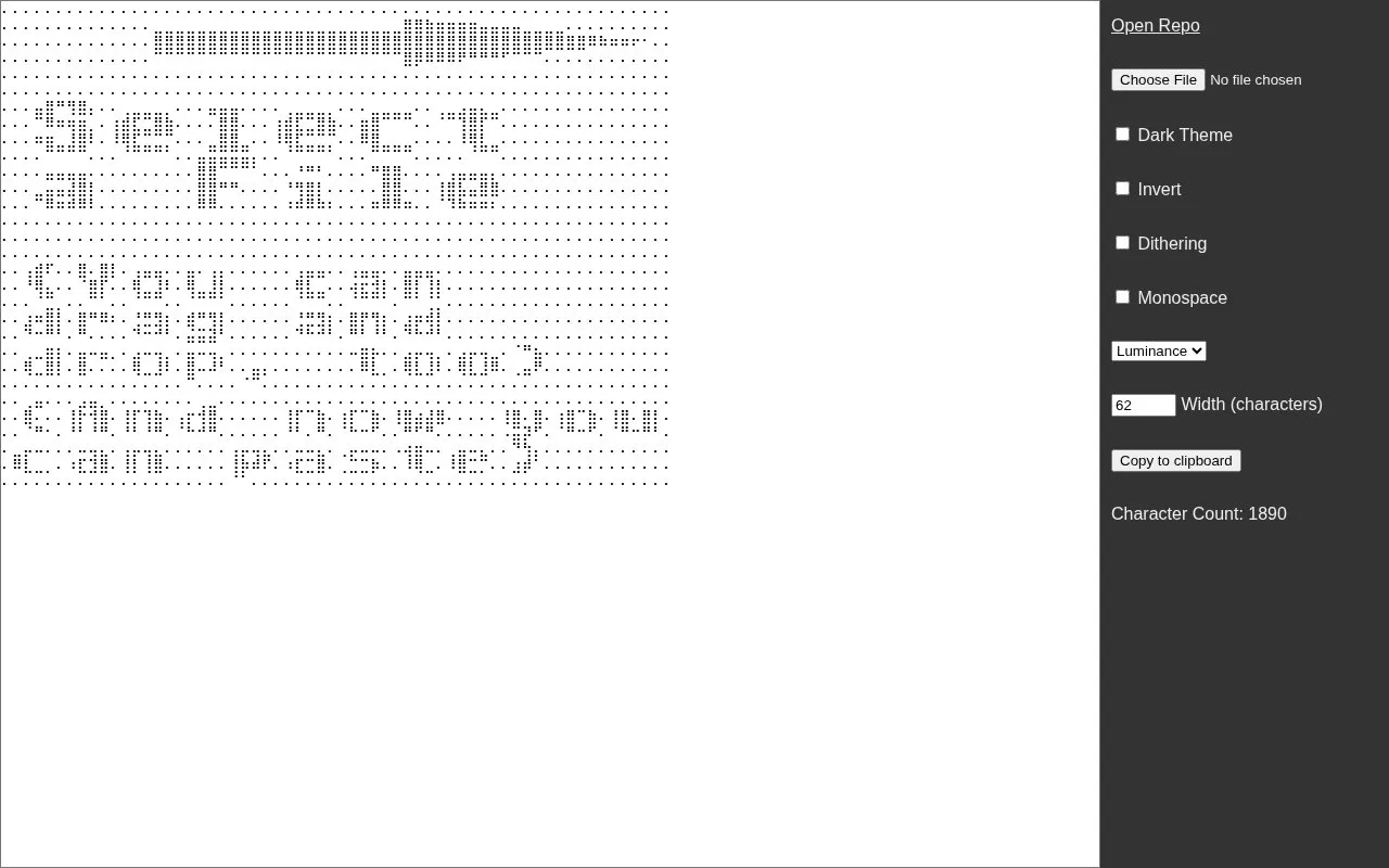 Image to Braille homepage screenshot