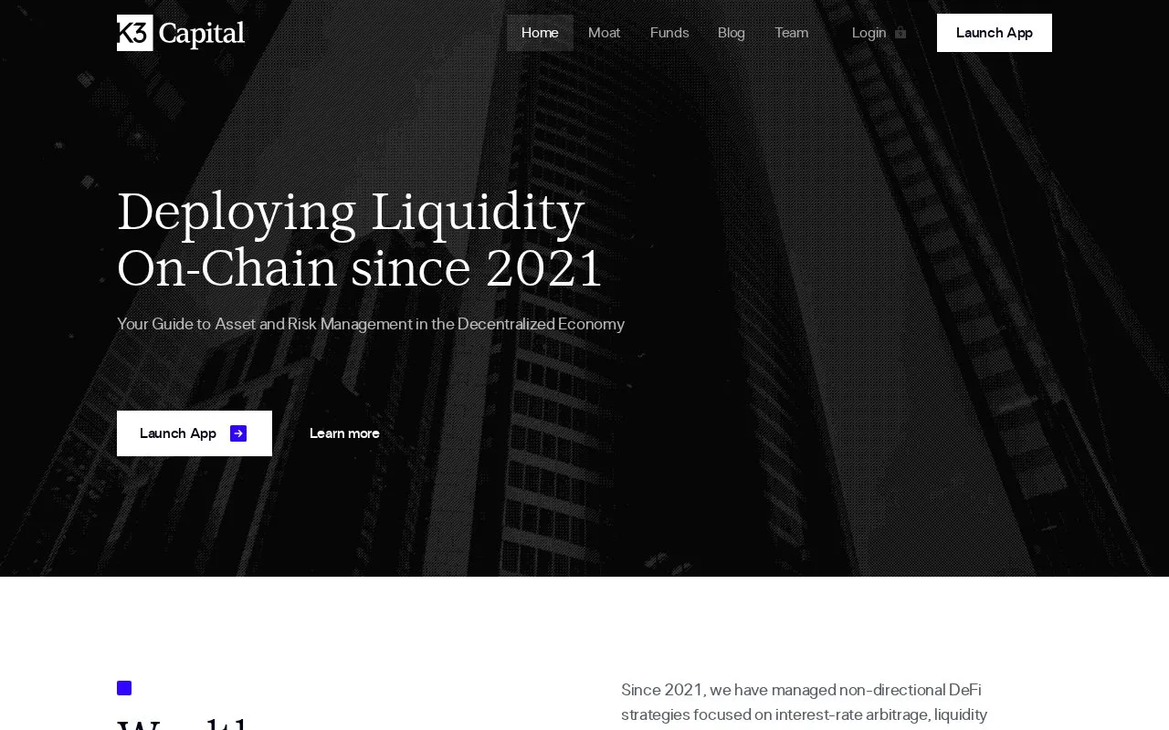 K3 Capital homepage screenshot