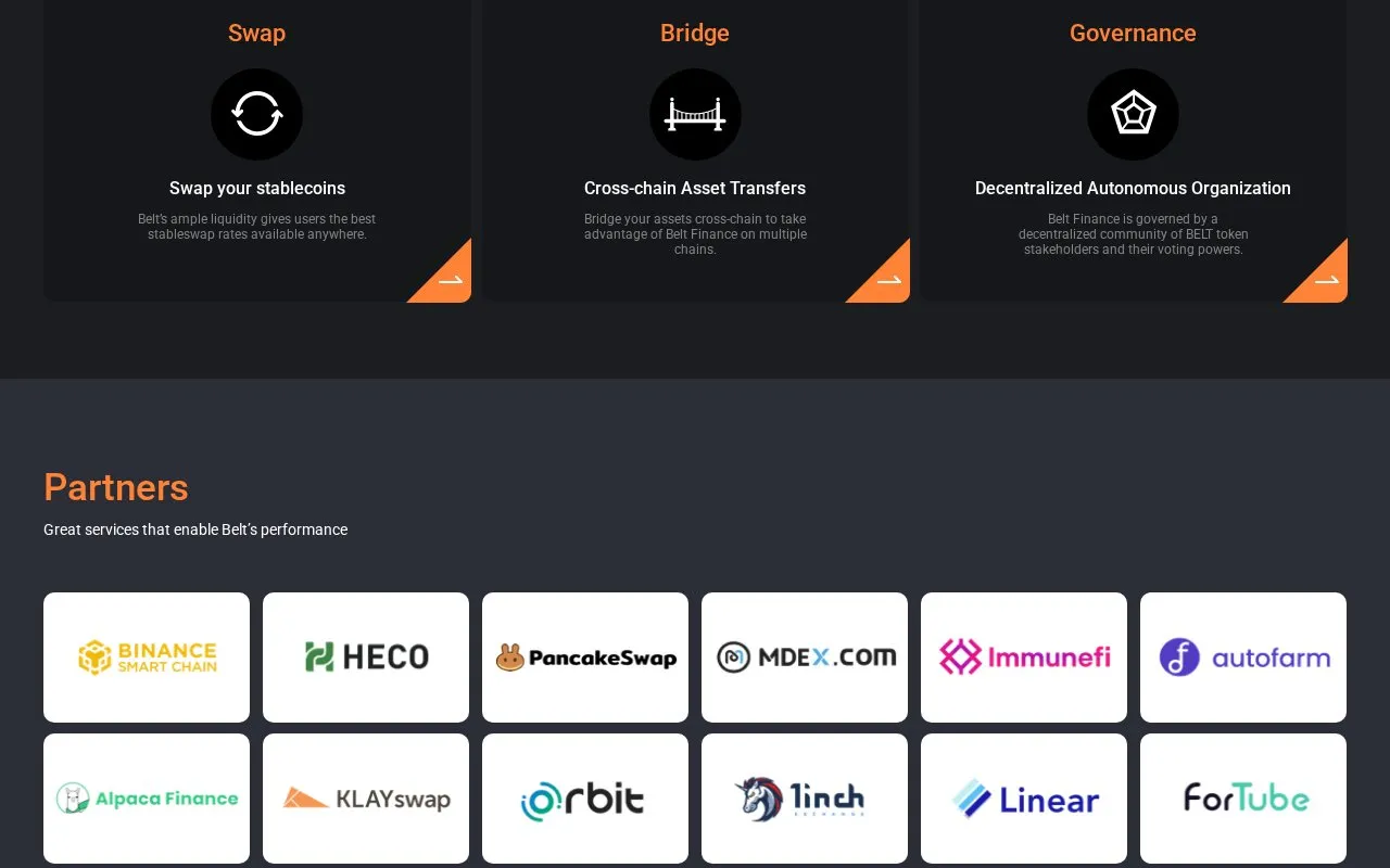 Belt Finance homepage screenshot