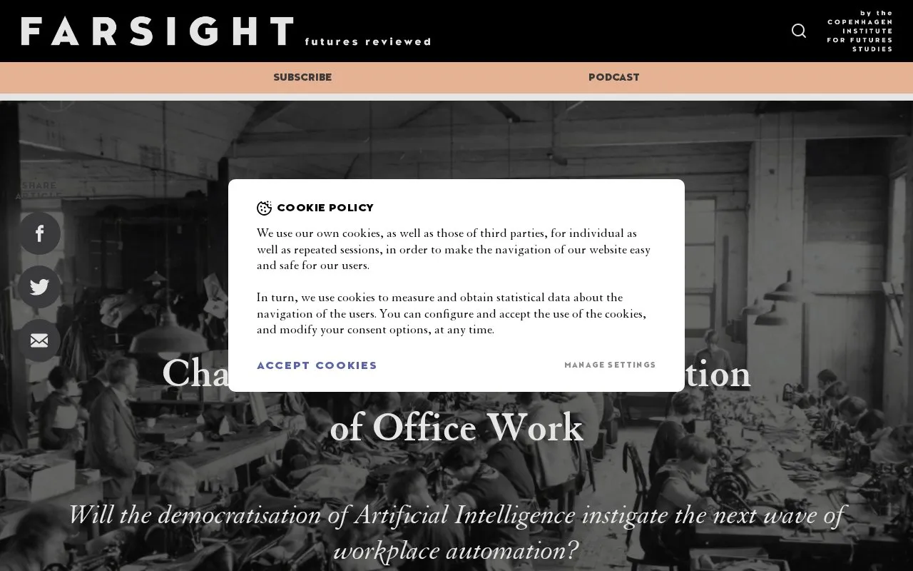 ChatGPT And The Mass Production Of Office Work - Farsight homepage screenshot