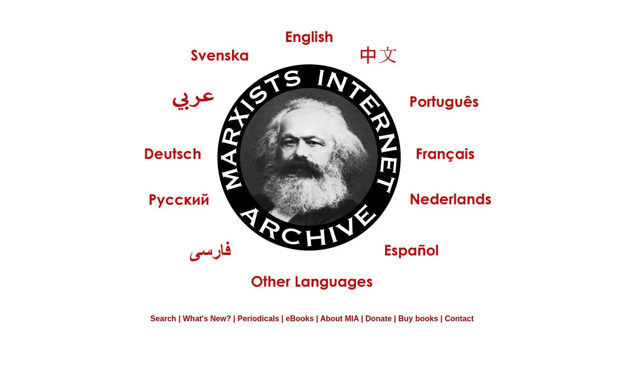 Marxists Internet Archive homepage screenshot