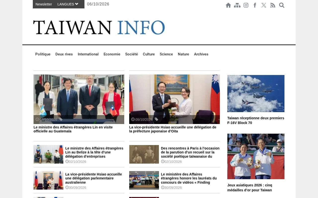Taiwan Review homepage screenshot