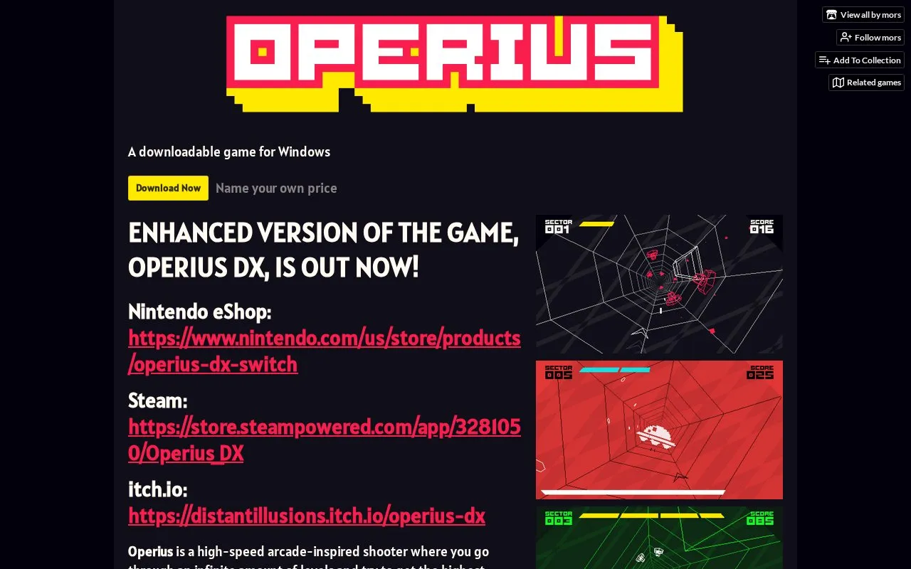 Operius homepage screenshot