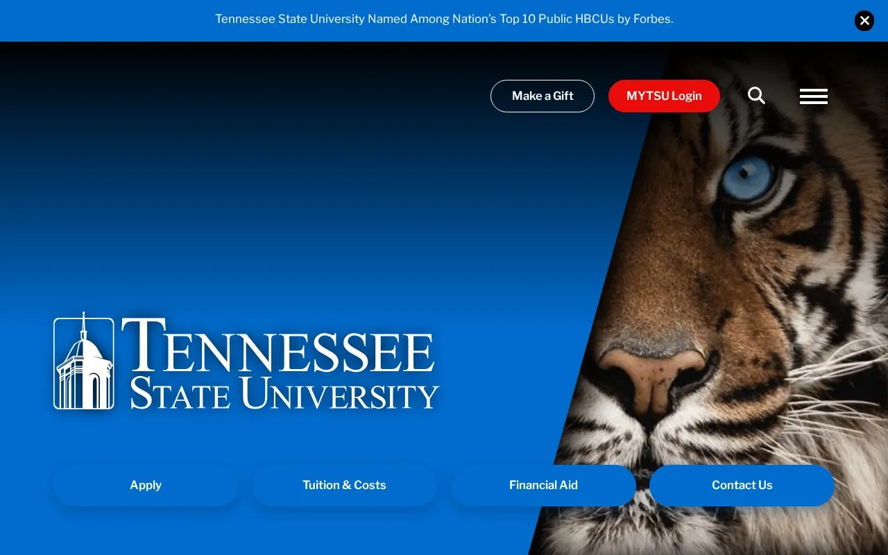 Tennessee State University homepage screenshot