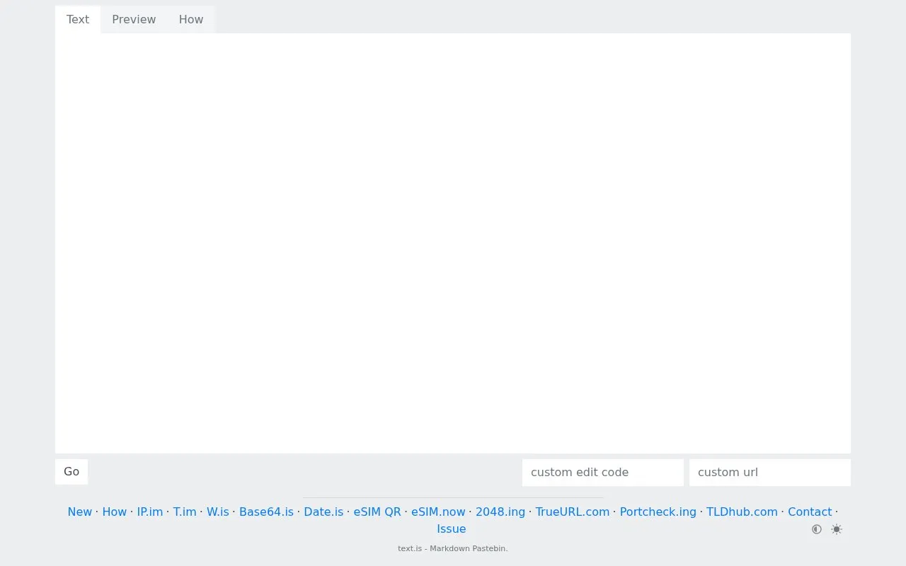 Text.is homepage screenshot