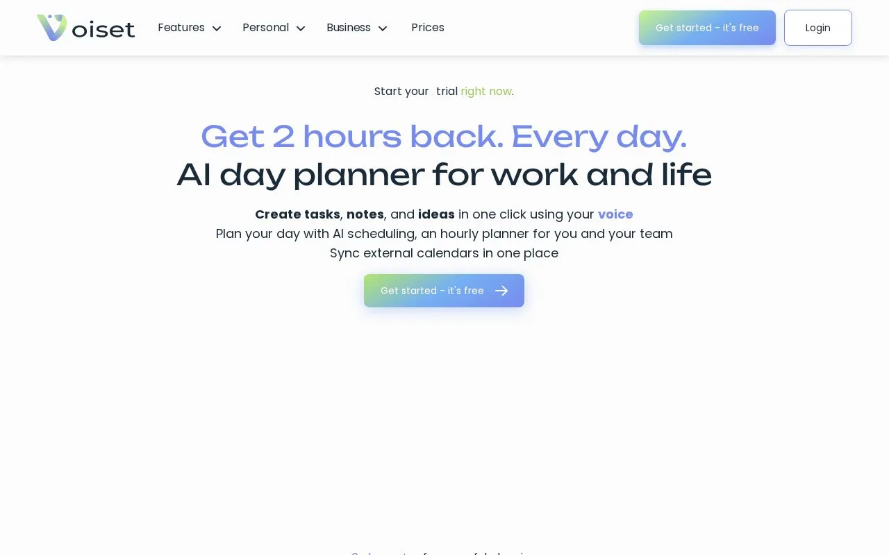 Voiset homepage screenshot