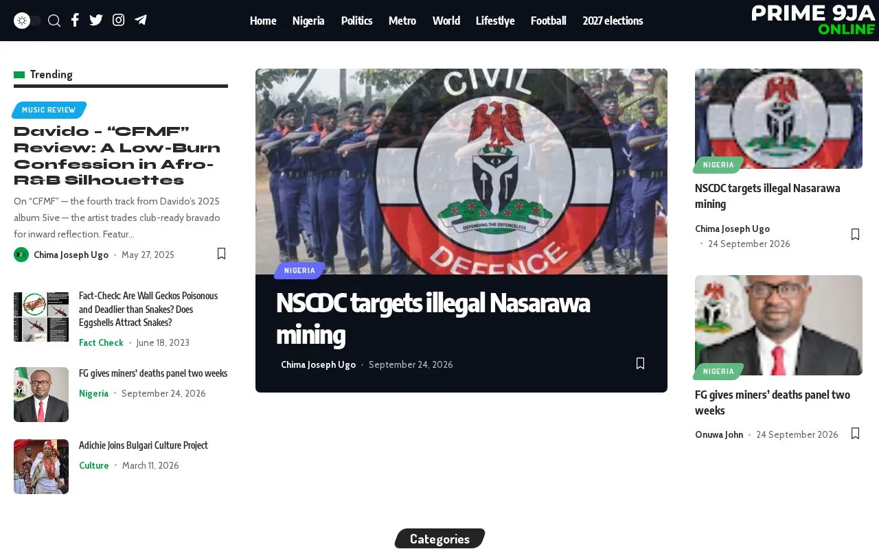 Prime 9ja Online homepage screenshot