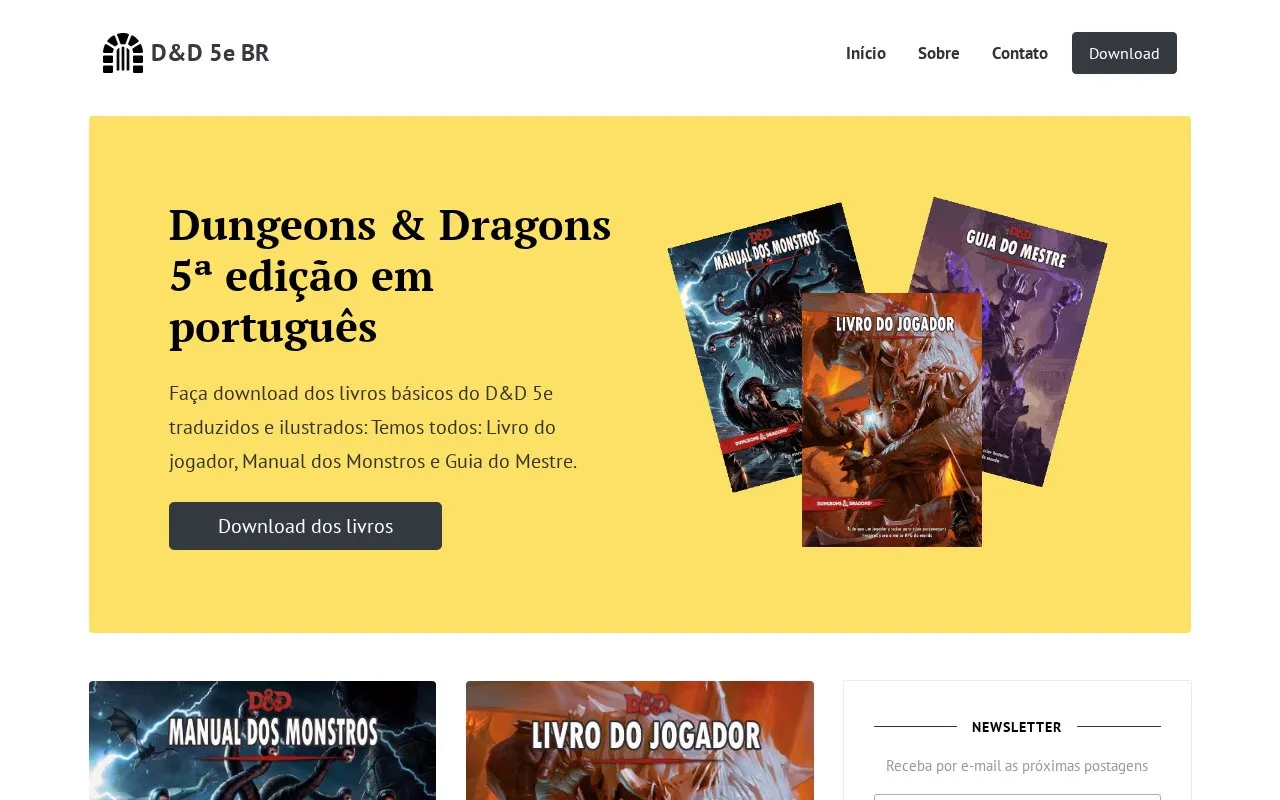 D&D 5e BR homepage screenshot
