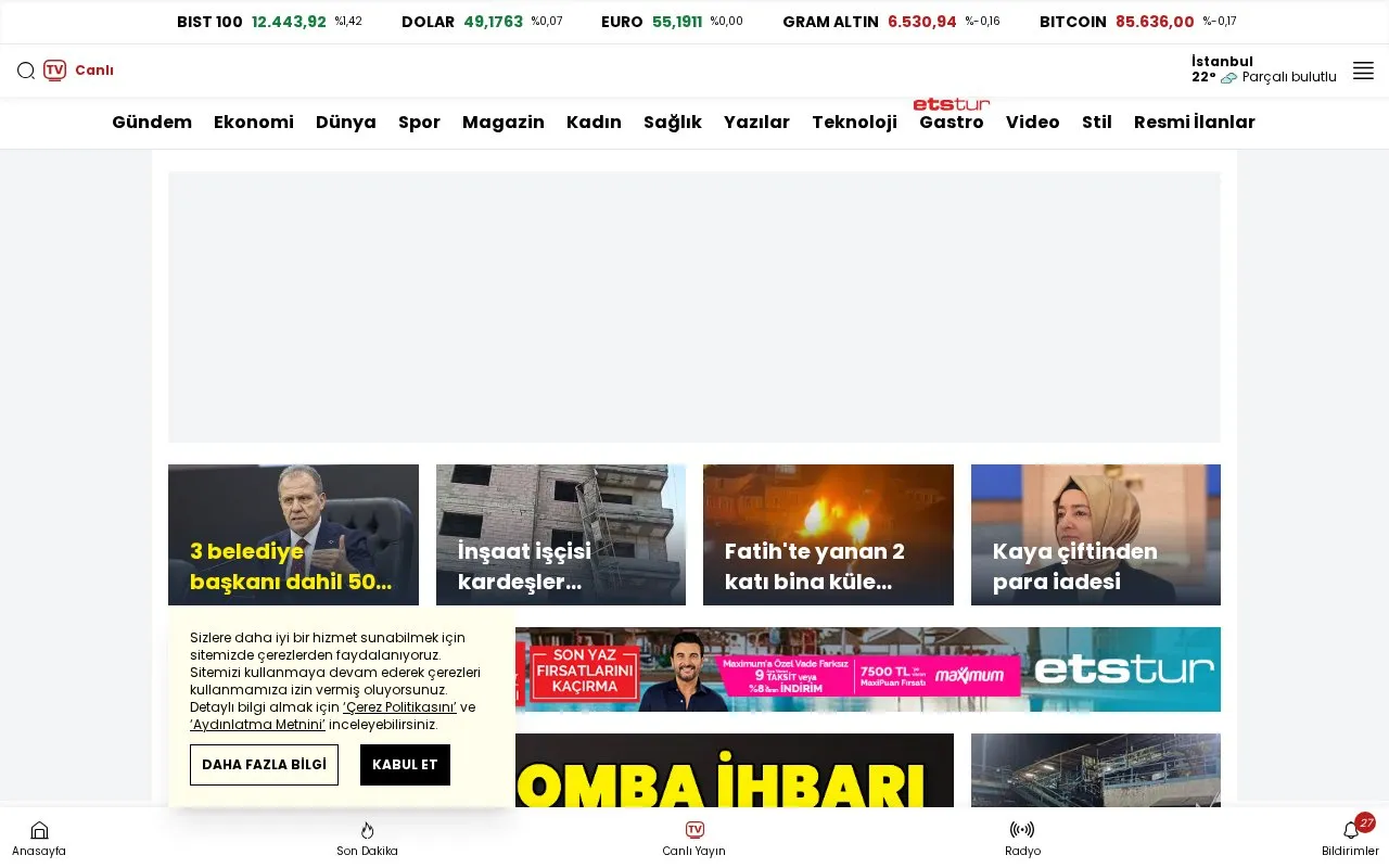 Habertürk homepage screenshot
