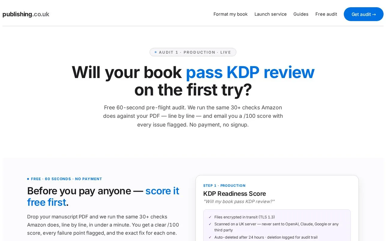 KDP Readiness Score homepage screenshot